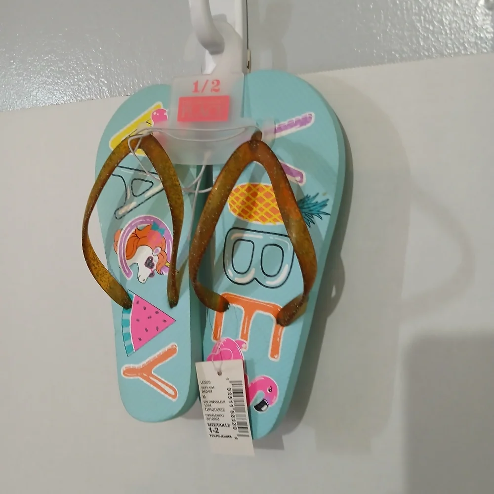 THE CHILDREN'S PLACE‎ GIRLS VIBES FLIP FLOPS SIZE 1/2